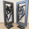 Pair of Vintage Brutalist Metal & Plaster Sculptures - Ballet Dancers
