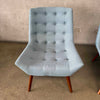 Pair of Reproduction Shelly Tufted Mid Century Modern Chairs