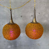 Rare Pair of 60's Amber spaghetti Swag Lamps With Trumpet Tops
