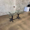 Faux Bois Solid Brass & Glass Writing/ Dining Table