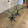 Faux Bois Solid Brass & Glass Writing/ Dining Table