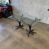 Faux Bois Solid Brass & Glass Writing/ Dining Table