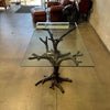 Faux Bois Solid Brass & Glass Writing/ Dining Table