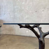 Faux Bois Solid Brass & Glass Writing/ Dining Table