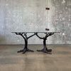 Faux Bois Solid Brass & Glass Writing/ Dining Table