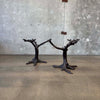 Faux Bois Solid Brass & Glass Writing/ Dining Table