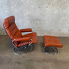 1971 Camel Leather Ekornes "Stressless" Recliner & Ottoman
