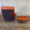1971 Camel Leather Ekornes "Stressless" Recliner & Ottoman