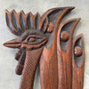 Vintage Evelyn Ackerman Style Carved Wood Peacock Wall Sculpture