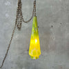 Late 60s Murano Green w/ White Spots Hand Blown Glass Swag Lamp