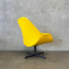 Vintage Mid Century Modern Yellow Swivel Chair With Snake Texture