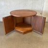 Vintage Lane Mid Century Modern End Table, Octogon Base With Round Top