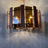 Mid Century Modern Swag Lamp. Lucite/Wood Panels Product Image