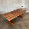 Vintage Walnut Solid Wood Farmhouse Dining Table Product Image