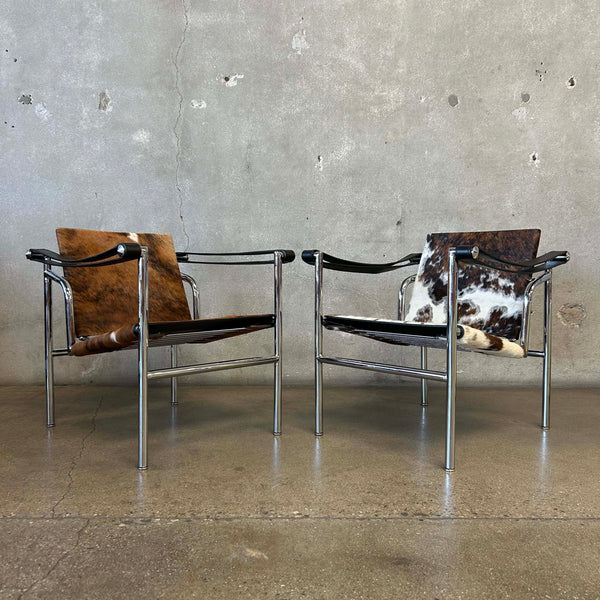Pair of Le Corbusier LCI Cowhide & Chrome Lounge Chair