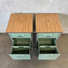 Vintage Mid Century Industrial Modern Sage Green Cabinets