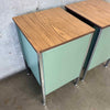 Vintage Mid Century Industrial Modern Sage Green Cabinets