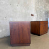 Founders - Maurice Villency Mid Century Modern Pair Walnut & Brass Nightstands