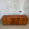Maurice Villency Mid Century Modern Walnut & Brass 12-Drawer Dresser