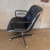 Vintage Mid Century Modern Office Chair By Knoll In Black Leather