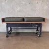 Industrial Bench on Wheels w/Leather Cushions Product Image