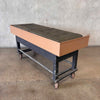 Industrial Bench on Wheels w/Leather Cushions Product Image