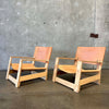 Pair Leather & Plywood Architectural Lounge Chairs Product Image