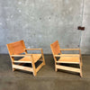 Pair Leather & Plywood Architectural Lounge Chairs Product Image