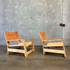 Pair Leather & Plywood Architectural Lounge Chairs Product Image