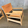 Pair Leather & Plywood Architectural Lounge Chairs Product Image