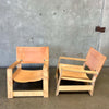 Pair Leather & Plywood Architectural Lounge Chairs Product Image