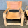 Pair Leather & Plywood Architectural Lounge Chairs Product Image