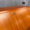 Vintage Scandinavian Secretary Desk w/ Three Drawers With Key