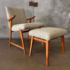 Vintage Late 60s Danish Arm Chair & Ottoman