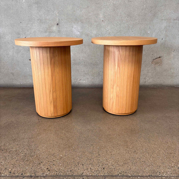 Pair of Joybird Bastian Honey Oak Pedestal End Tables Product Image