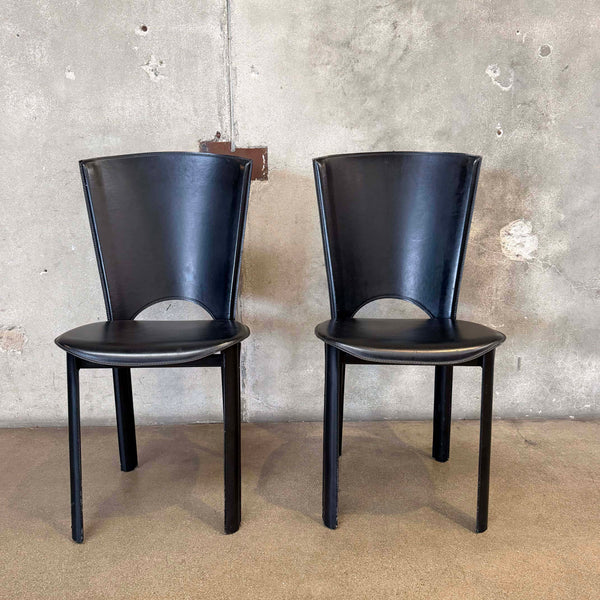 Pair of Post Modern Black Leather Chairs by Frag