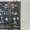 Asian Black Lacquer Three-Panel Folding Screen