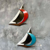 Pair of Mid Century Modern Musketeers Sailboats Metal & Wood