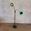 Mid Century Double Gooseneck Floor Lamp With Fiber Glass Shades