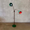 Mid Century Double Gooseneck Floor Lamp With Fiber Glass Shades