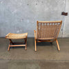 Mid Century Modern Hans Wegner Style Chair & Ottoman
