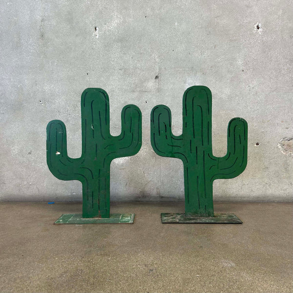 Pair of Vintage Metal Cactus Store Display From Millers Outpost