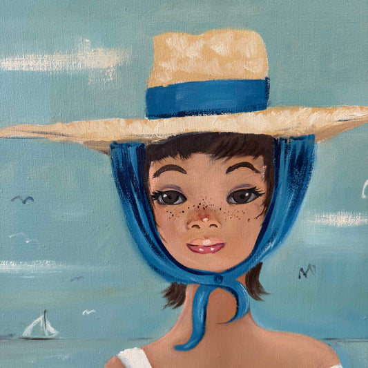 1960's Boris Original Painting "Girl in Sun Hat"