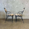 Pair of Vintage Salterini Iron Patio Arm Chairs w/ Junbrella Upholstery