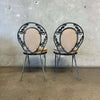 Pair of Vintage Salterini Iron Patio Side Chairs w/ Junbrella Upholstery
