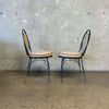Pair of Vintage Salterini Iron Patio Side Chairs w/ Junbrella Upholstery