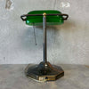 Vintage Green Glass Bankers Table Lamp w/ Brass Base