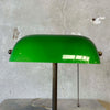Vintage Green Glass Bankers Table Lamp w/ Brass Base