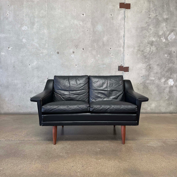 Mid Century Danish Leather Settee C. 1965