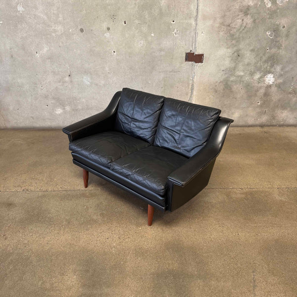 Mid Century Danish Leather Settee C. 1965